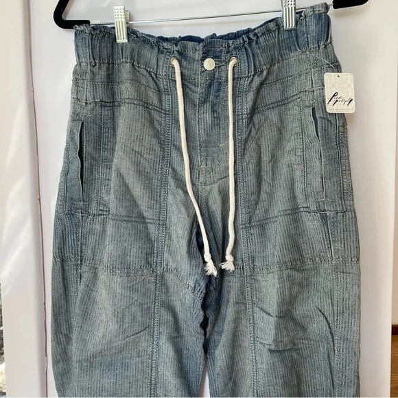 New Free People Angelo Denim Pull On Jeans Pants Drawstring Slouchy XS - Picture 12 of 15